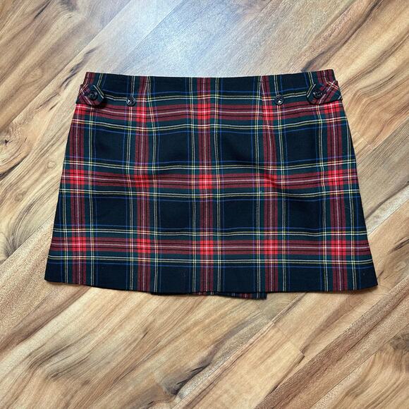 Gap Wool Blend Button-Front Plaid Mini Skirt size 6 - Picture 3 of 3